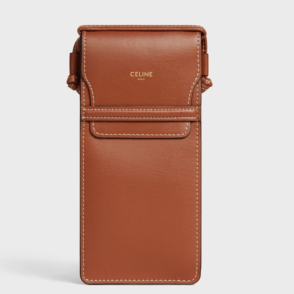 Celine Tan Leather Phone Pouch/ Sunglass Mini Bag